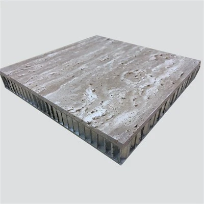 Light travertine honeycomb panel exterior curtain wall installation